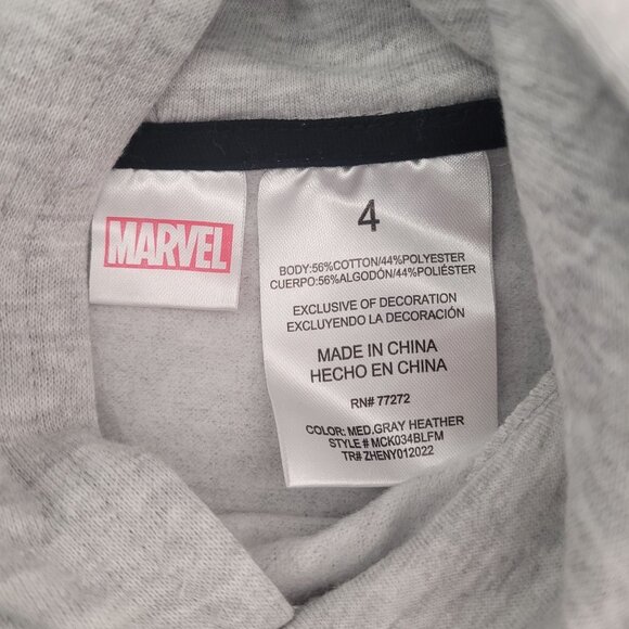 Marvel Avengers Kids Hoodie Sweatshirt Heroes Graphic Print Gray Size 4 - Picture 7 of 9